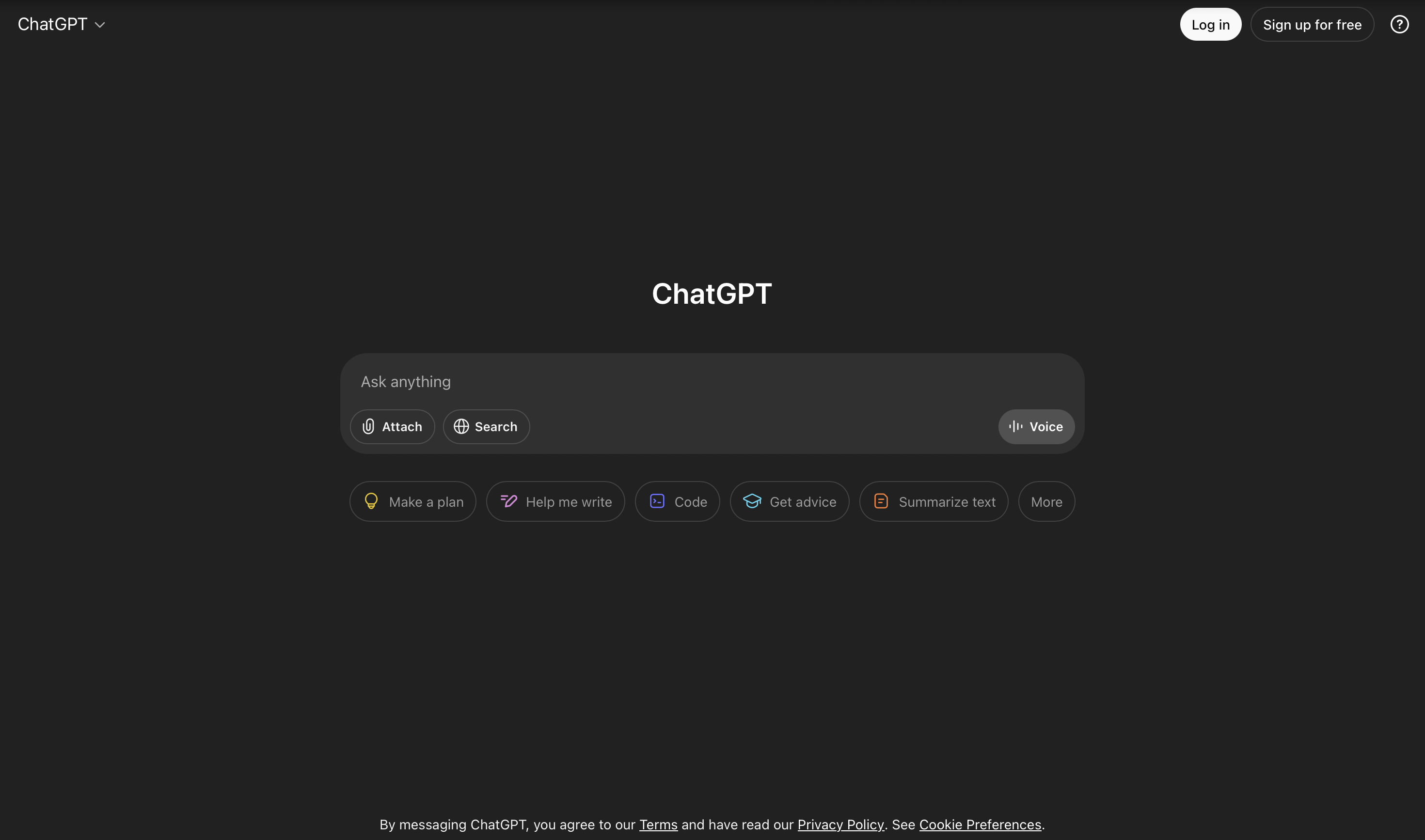 chatGPT homepage