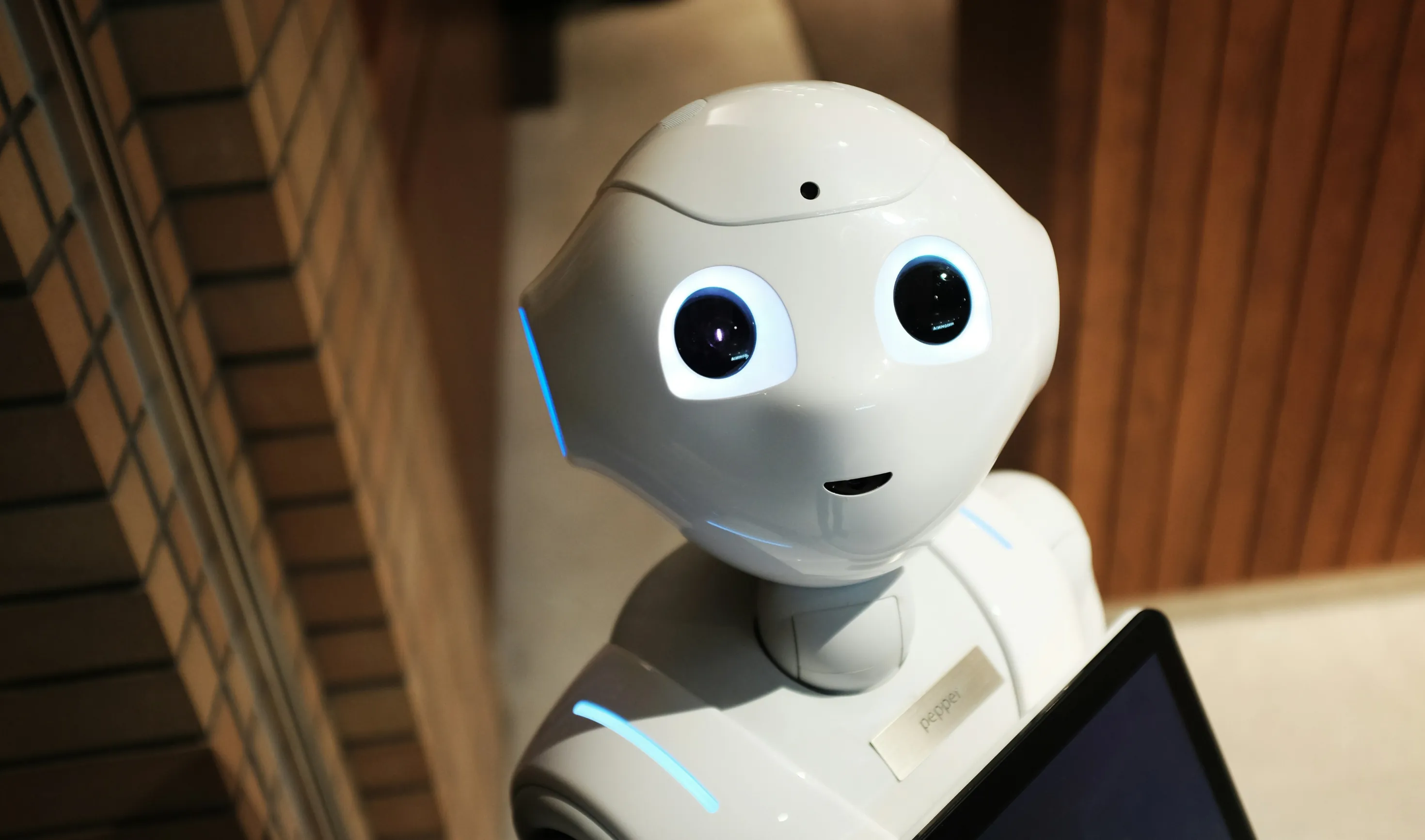 A face of a robot that may have artificial intelligence.